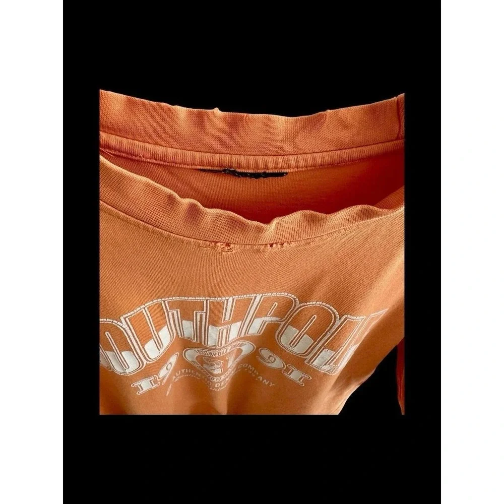 Vintage 90's Southpole Shirt Medium Orange Spellout Logo Hip‎ Hop Y2K Skater